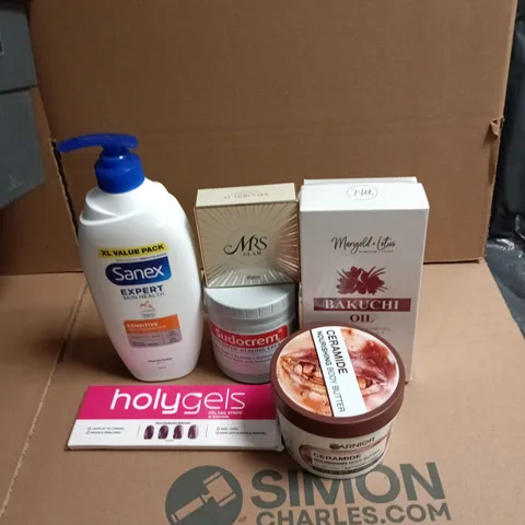 APPROXIMATEY 20 ASSORTED HEALTH AND BEAUTY PRODUCTS TO INCLUDE - SANEX EXPERT SHOWER CREAM - HOLY GELS GEL NAIL STRIPS AND BPERFECT MRS GLAM POWDER FOUNDATION