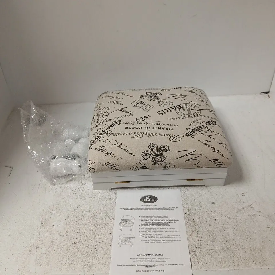 GREENHURSTB 3 POSITION FOOTSTOOL WITH PRINTED UPHOLSTERY 