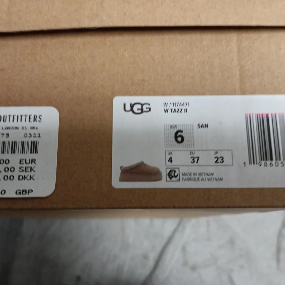 UGG WOMEN'S TAUPE SUEDE SLIPPERS WITH SHEARLING TRIM – UK 4 (EU 37)