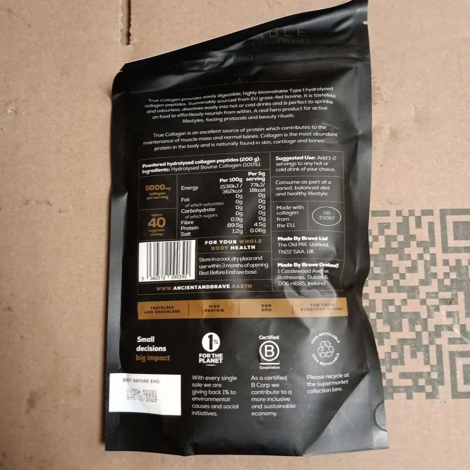 ANCIENT + BRAVE TRUE COLLAGEN – GRASS-FED BOVINE, 200 G (SEALED)
