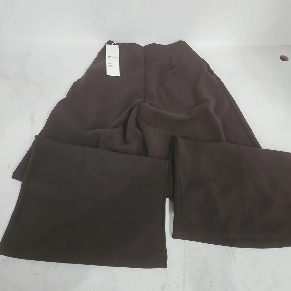 OYSHO FLARED LOUNGE PANTS IN BROWN - XS