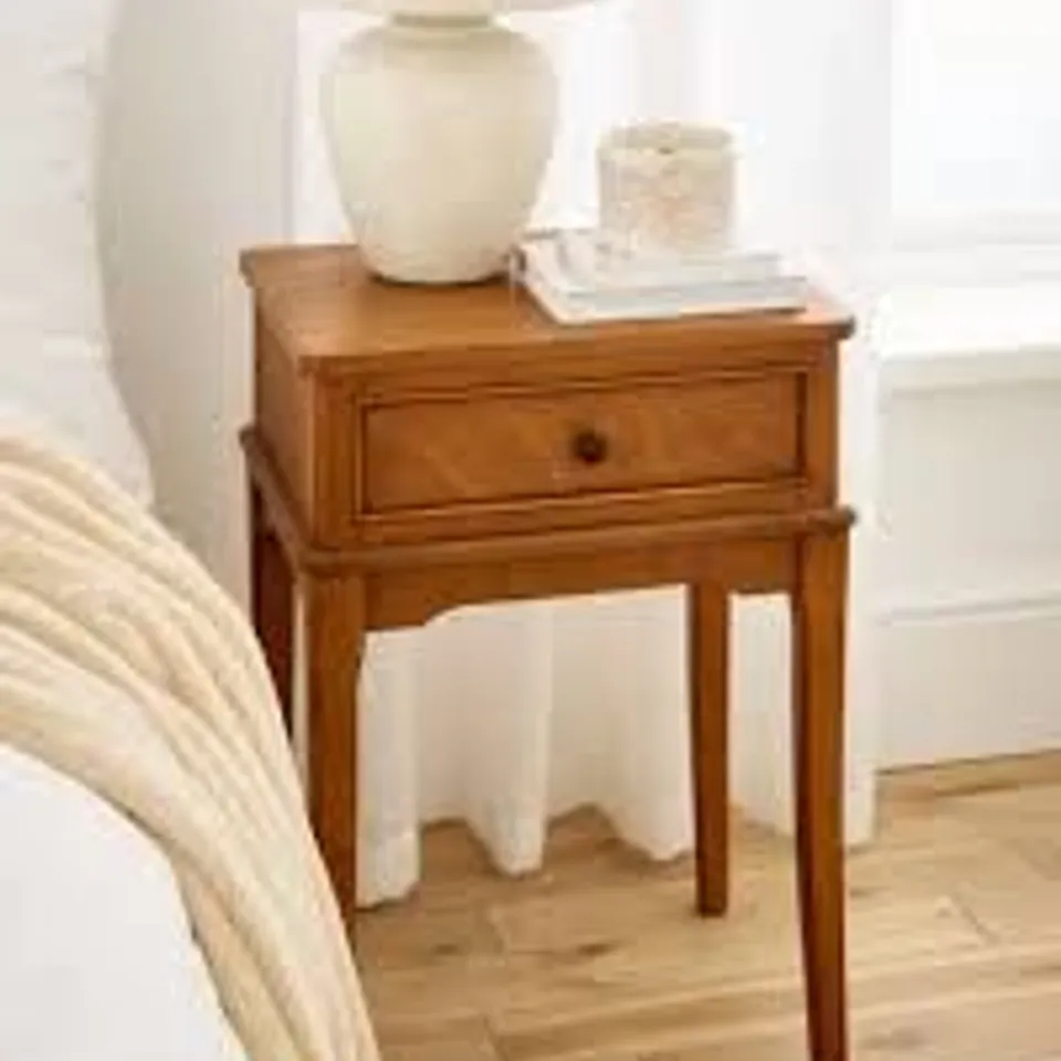 BOXED HAZEL 1 DRAWER SIDE TABLE - WALNUT 