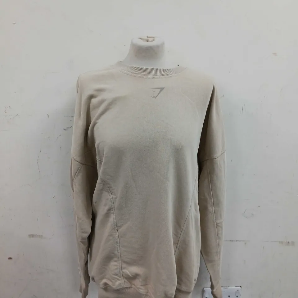 GYMSHARK HERITAGE WASHED CREW DESSET BEIGE ACID MEDIUM 