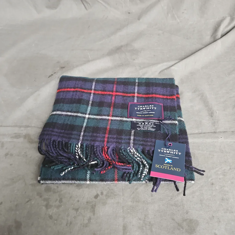 CHARLES TYRWHITT LAMBSWOOL SCARF IN MULTI CHECK ONE SIZE