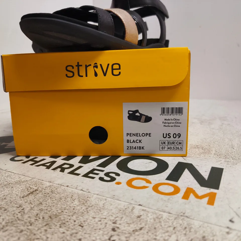 STRIVE PENELOPE SANDALS – BLACK, UK 7 (US 9)