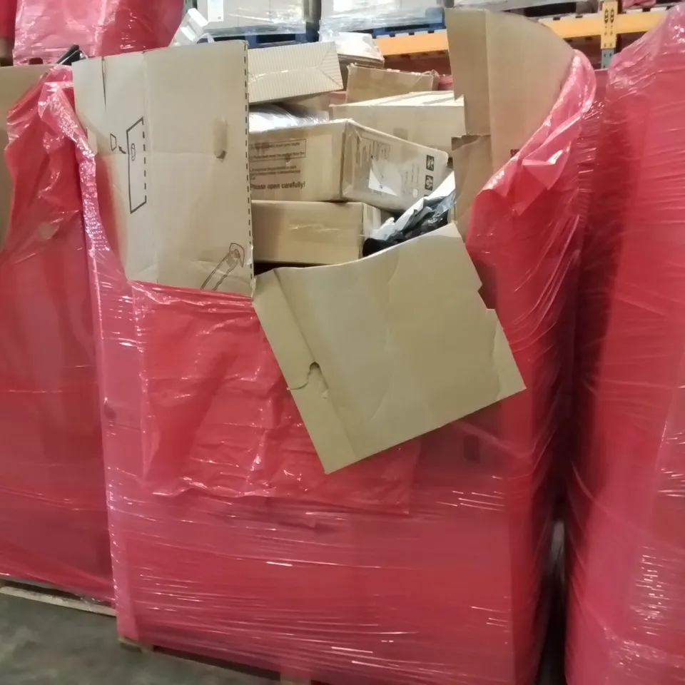 PALLET OF ASSORTED ITEMS TO INCLUDE: ROLLED MATTRESS, BABY SWING, PET CARRIER, LARGE DOG WHEELCHAIR, ACTIVITY PLAY GYM ECT