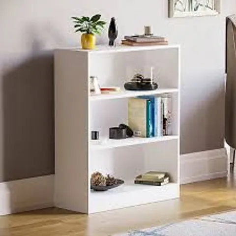 BOXED VIDA CAMBRIDGE 3 TIER LOW BOOKCASE - WHITE (1 BOX)