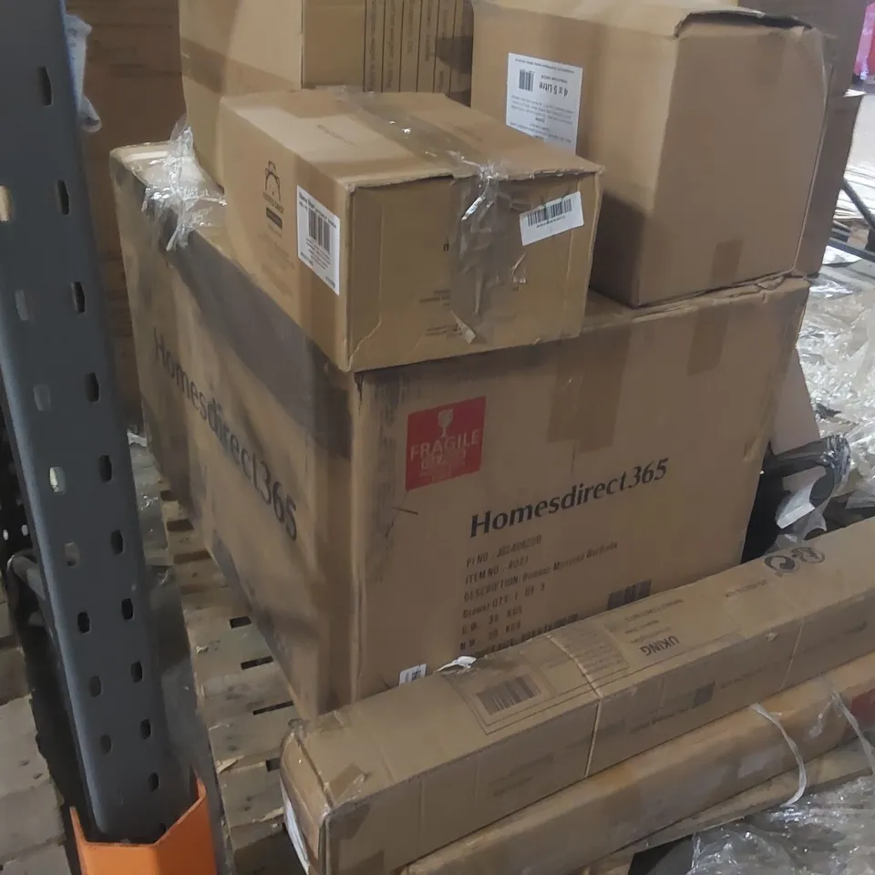 PALLET CONTAINING A LARGE QUANTITY OF ASSORTED CONSUMER PRODUCTS/FURNITURE PARTS ECT