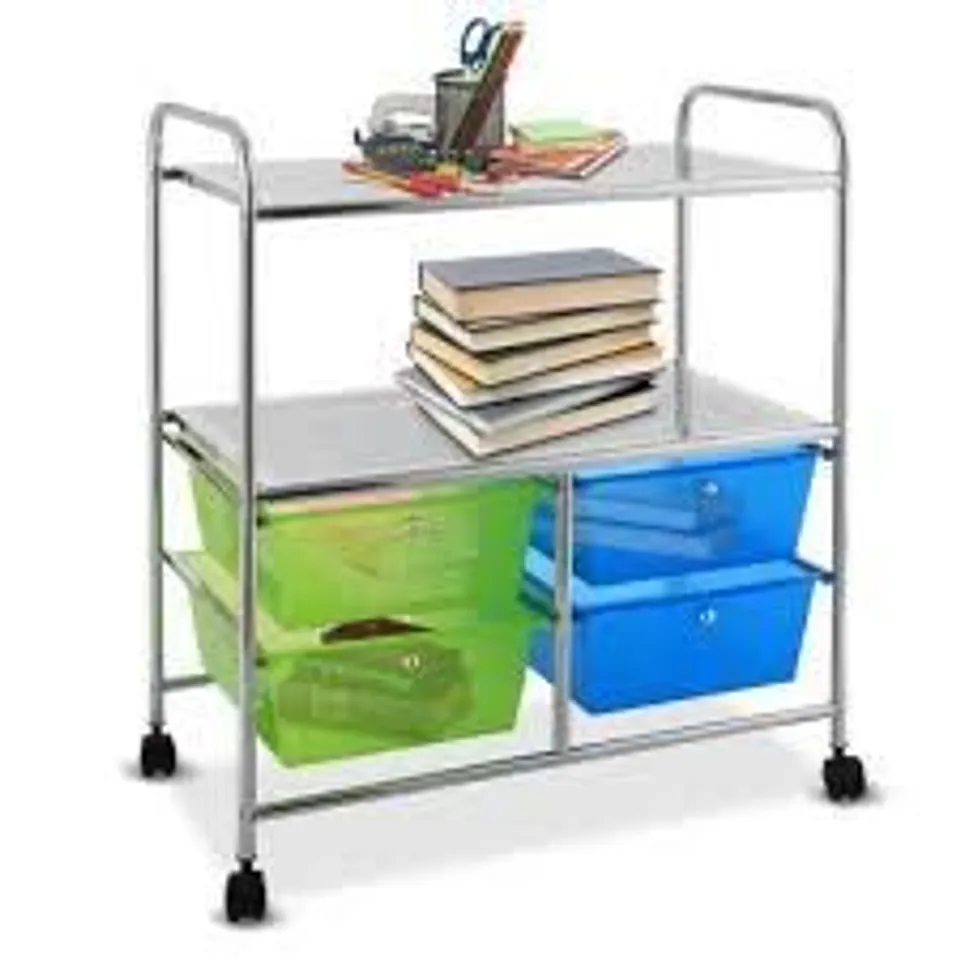 BOXED UTILITY ORGANISER CART WITH 4 PLASTIC DRAWERS