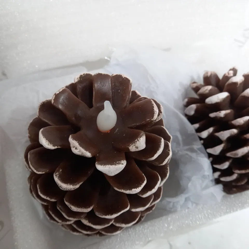 HOME REFLECTIONS SET OF 2 PINECONE FLAMELESS CANDLES