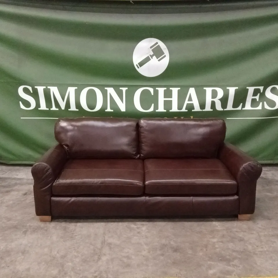 BAILEY 4 SEATER LEATHER SOFA - CHOCOLATE RRP £949