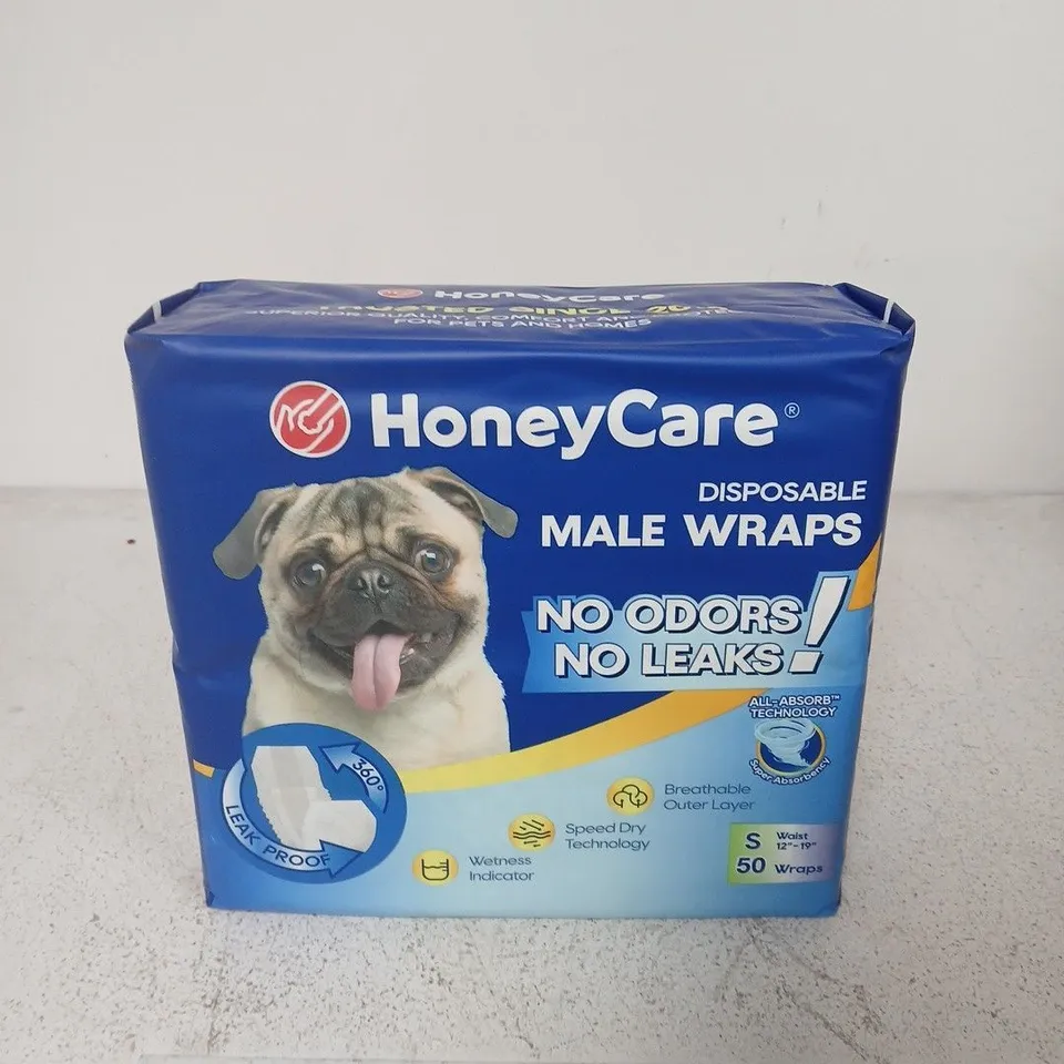HONEYCARE DISPOSABLE MALE WRAPS FOR DOGS – SIZE S, 50 WRAPS