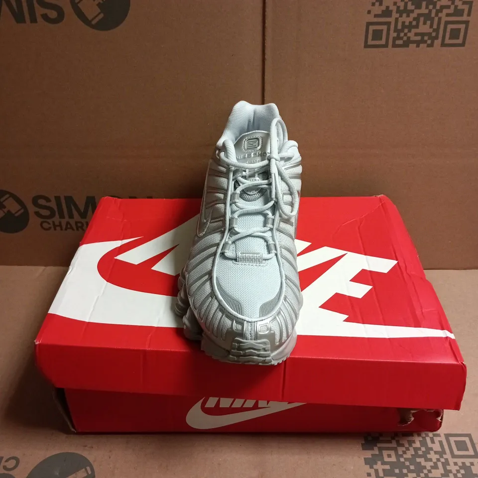 BOXED PAIR OF NIKE SHOX TL TRAINERS IN METALLIC SILVER - 6