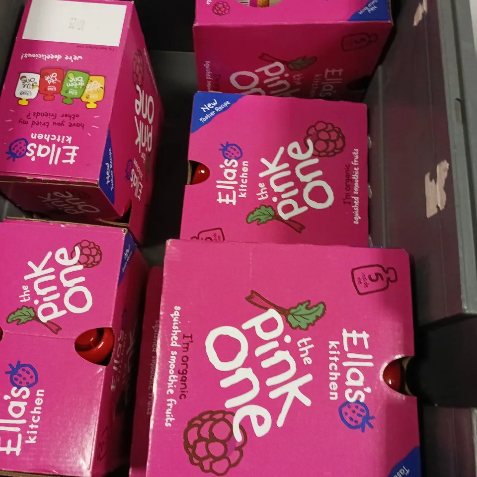 7 X BOXED ELLA'S KITCHEN THE PINK ONE ORGANIC SMOOTHIES - 5 POUCHES PER BOX 