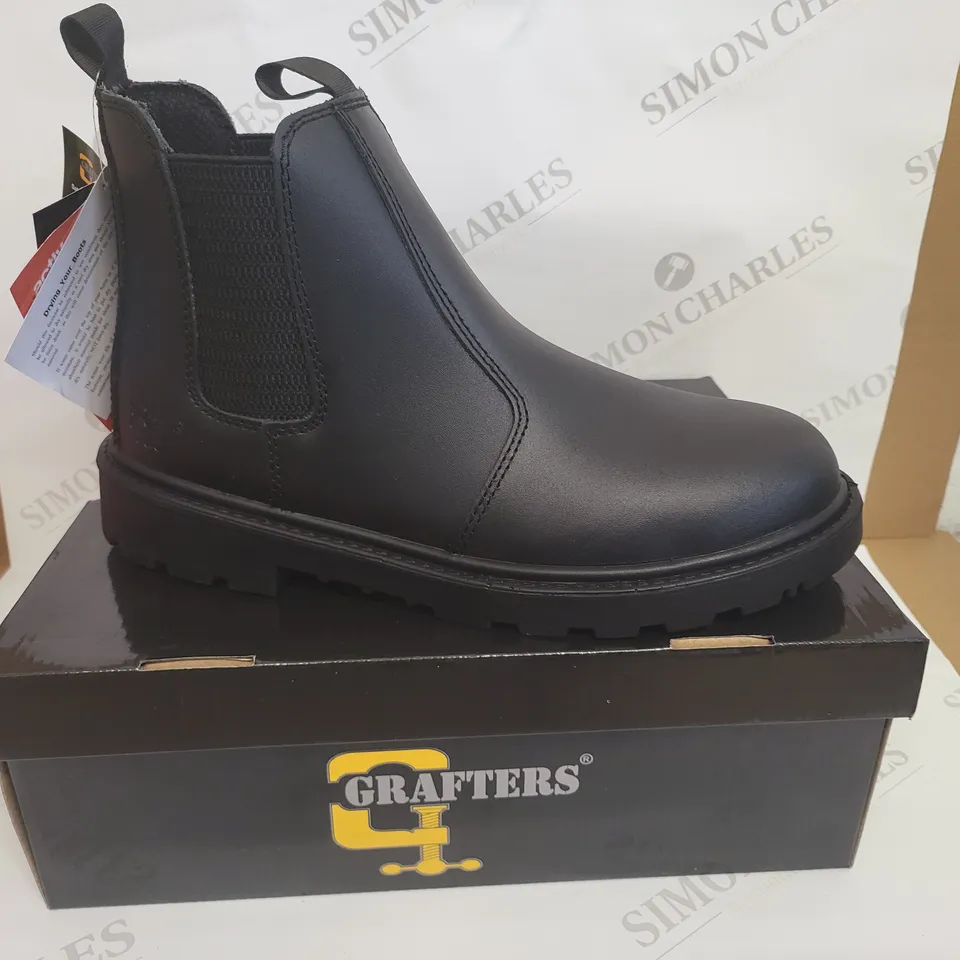 BOXED GRAFTERS GRINDER BLACK SAFETY TWIN GUSSET DEALER BOOTS - SIZE 11 UK