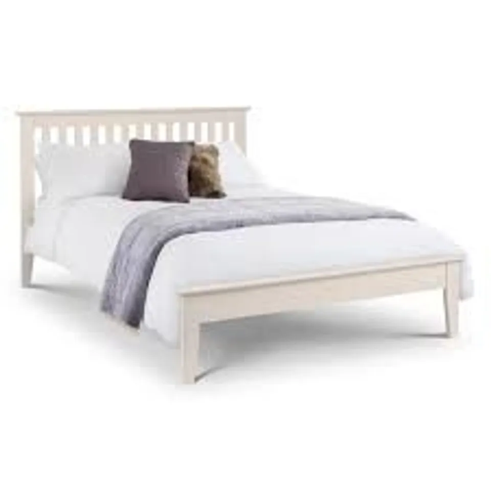 BOXED JULIAN BOWEN SALERNO 135cm BED FRAME - IVORY (2 BOXES)