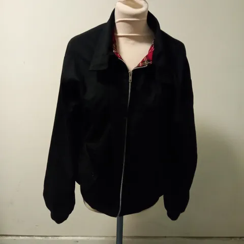 BLACK HARRINGTON BOMBER JACKET - SIZE L