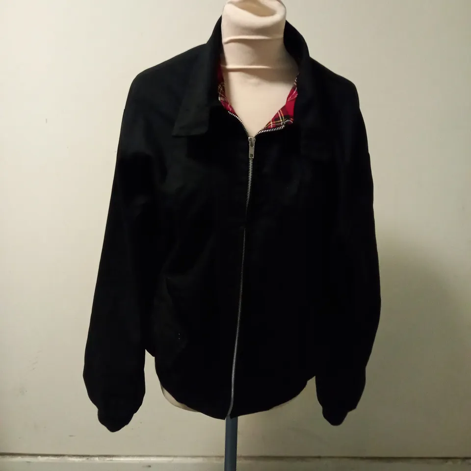 BLACK HARRINGTON BOMBER JACKET - SIZE L