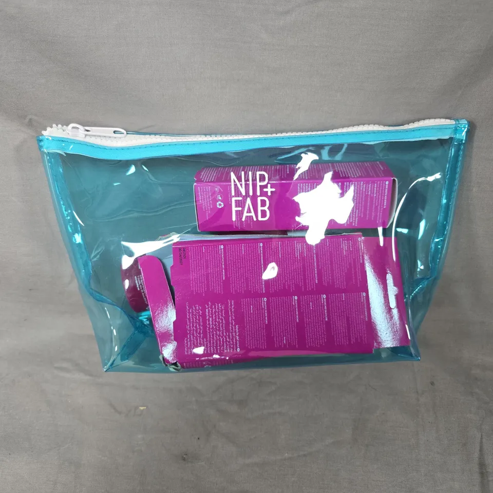 NIP+FAB SKINCARE TUBES SET – PINK/PURPLE PACKAGING IN TURQUOISE ZIP POUCH