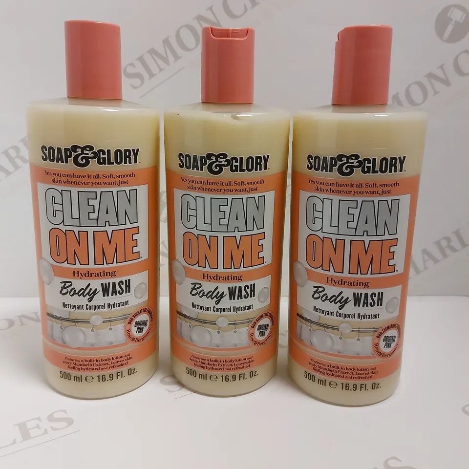 BOX OF 3 SOAP & GLORY CLEAN ON ME BODY WASH
