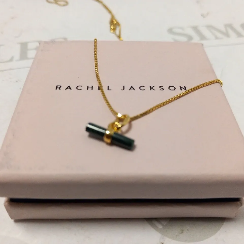 BOXED RACHEL JACKSON MINI MALACHITE T BAR NECKLACE