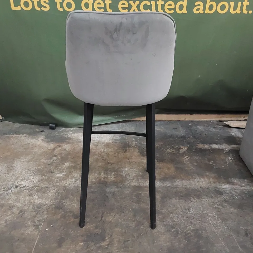 DESIGNER GREY VELVET BAR CHAIR (1 ITEM)