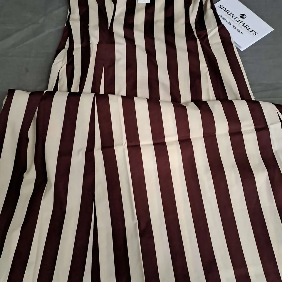 NOBODYS CHILD THEODORA MIDAXI DARK BROWN STRIPED DRESS - UK 10