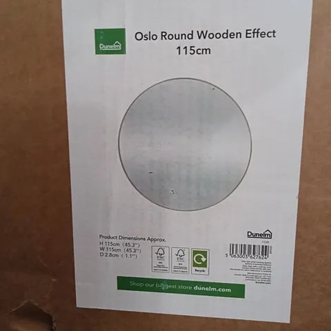 BOXED DUNELM OSLO ROUND WOODEN EFFECT MIRROR 115CM (1 BOX)