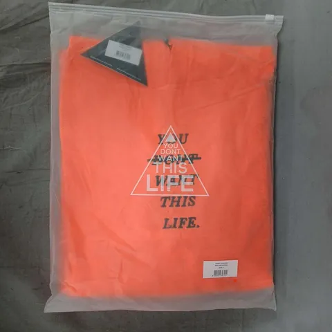 YOU DON'T WANT THIS LIFE ORANGE REDLINE HOODIE SIZE SMALL