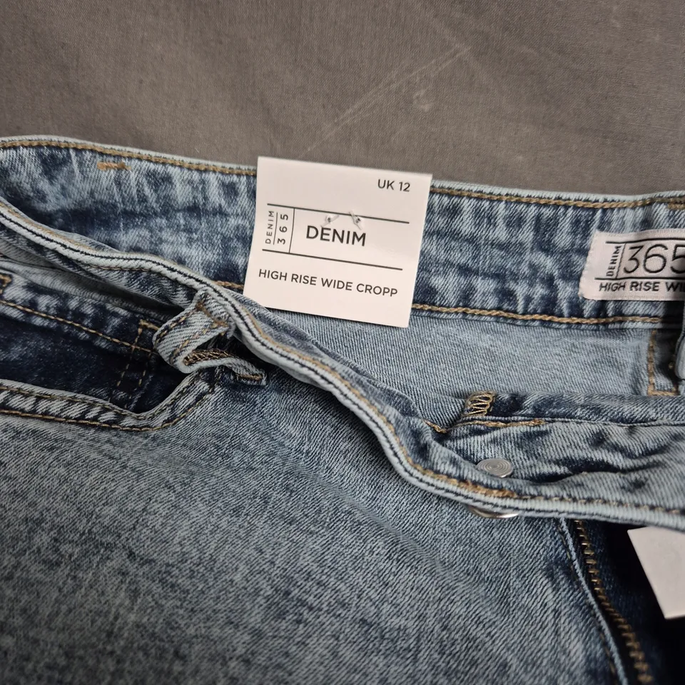 DENIM 365 HIGH RISE WIDE CROPPED JEANS – UK 12, LIGHT WASH