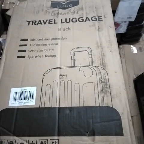 BOXED LUGG TRAVEL LUGGAGE SUITCASE - BLACK 