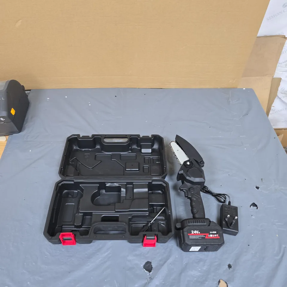CORDLESS 24V LI-ION PRUNING SAW WITH BATTERY AND CHARGER – CASE INCLUDED