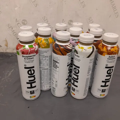 APPROXIMATELY 12 500ML BOTTLES OF HUEL - VARIOUS FLAVOURS   - COLLECTION ONLY