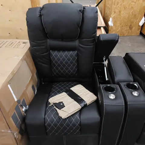 DESIGNER FAUX LEATHER ELECTRIC RECLINER SOFA PIECE - BLACK