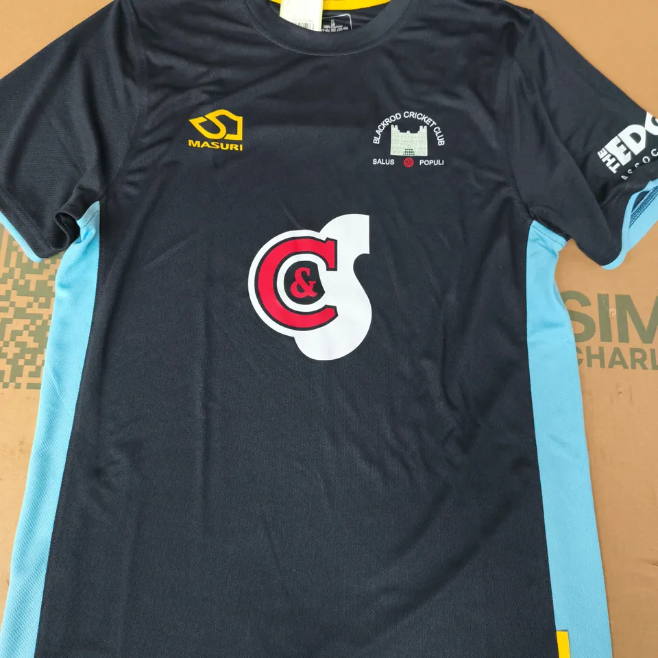 NX TEAMWEAR BLACKROD CRICKET CLUB TRAINING JERSEY IN NAVY/SKY BLUE SIZE MEDIUM
