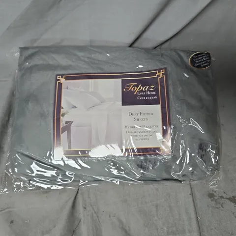 TOPAZ LUXE HOME COLLECTION DEEP FITTED SHEETS – GREY, BOX OF 10