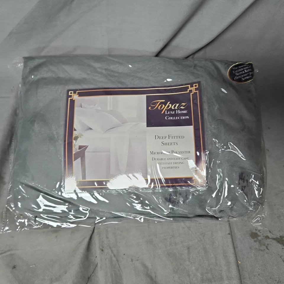 TOPAZ LUXE HOME COLLECTION DEEP FITTED SHEETS – GREY, BOX OF 10