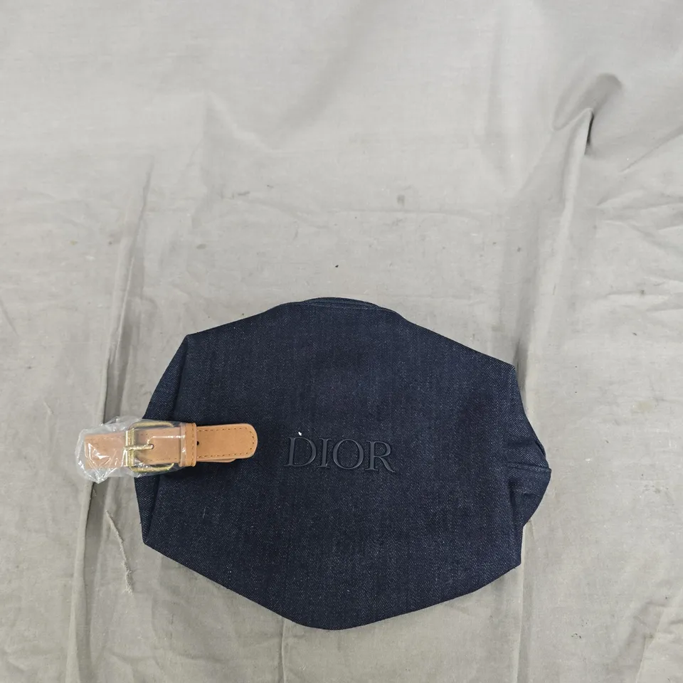 DIOR DENIM BAG WITH TAN LEATHER STRAP – NAVY