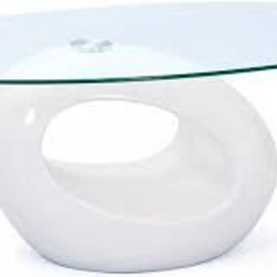 BRAND NEW AND BOXED PUCCI GLASS COFFEE TABLE WITH WHITE GLOSS BASE (2 BOXES)