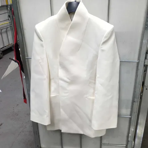 SOURCE UNKNOWN WHITE BLAZER – OPEN-FRONT JACKET, UK SMALL