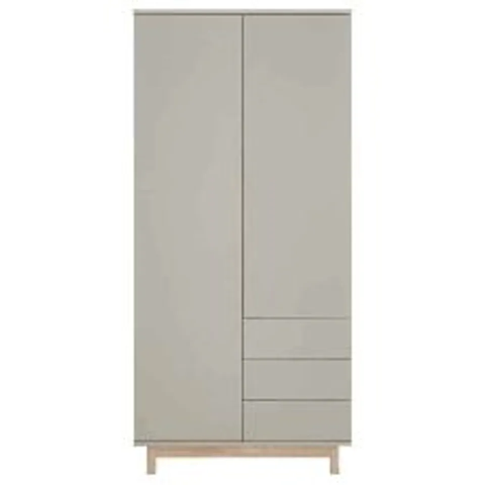 BOXED GRADE 1 KYOTO WARDROBE 2 DOOR 3 DRAWER GREY/OAK (2 BOXES)