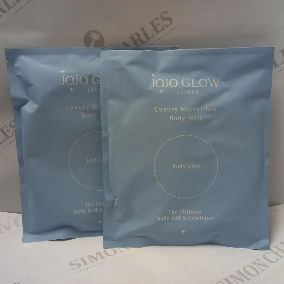 LOT OF 2 REUSABLE 'JOJO BODY GLOW' BODY MITT AND EXFOLIATOR