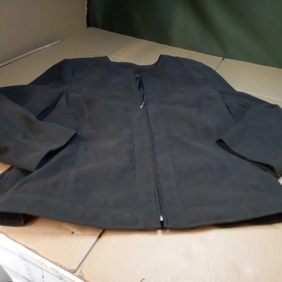 DESIGNER BROWN FAUX SUEDE ZIPPED THROUGH JACKET