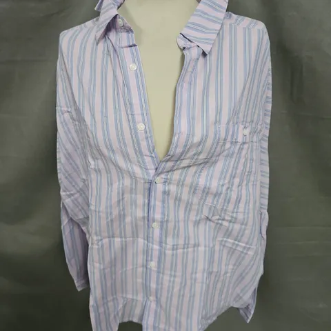 BDG LONG SLEEVE SHIRT IN PURPLE STRIPE MIX SIZE M