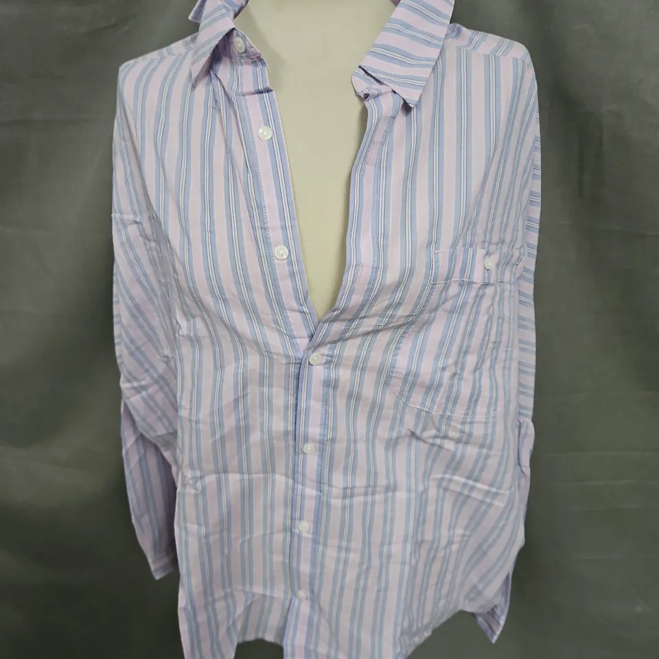 BDG LONG SLEEVE SHIRT IN PURPLE STRIPE MIX SIZE M