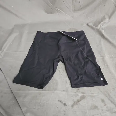 SWEATY BETTY POWER 9" BIKER SHORTS IN BLACK SIZE L