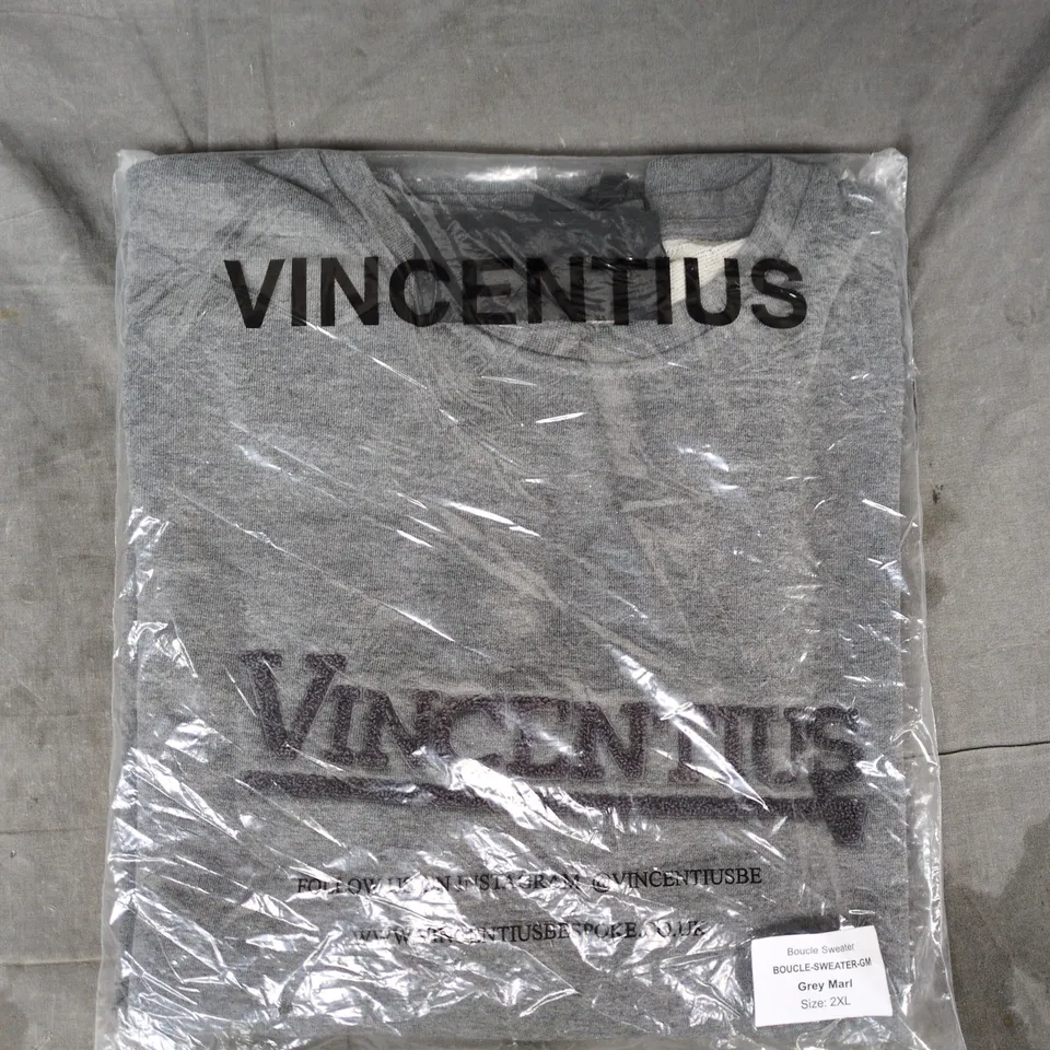 BAGGED VINCENTIUS BOUCLE SWEATER IN GREY SIZE 2XL