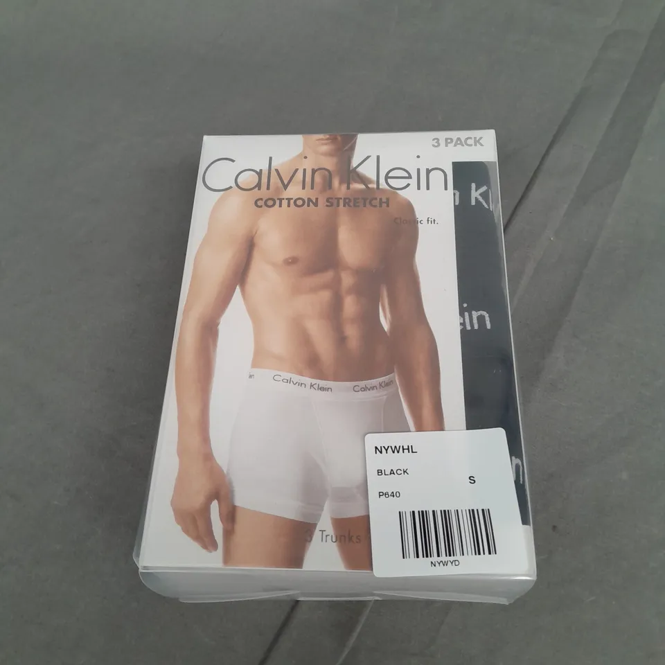 BOXED CALVIN KLEIN 3 PACK BOXER IN BLACK SIZE S