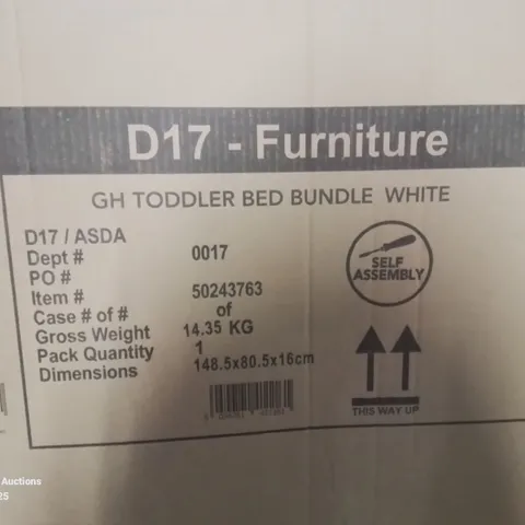 BOXED TODDLER BED SET IN WHITE