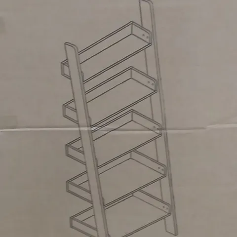 BOXED FULTON LADDER BOOKCASE IN RUSTIC OAK EFFECT - H170 X W60 X D35 CM